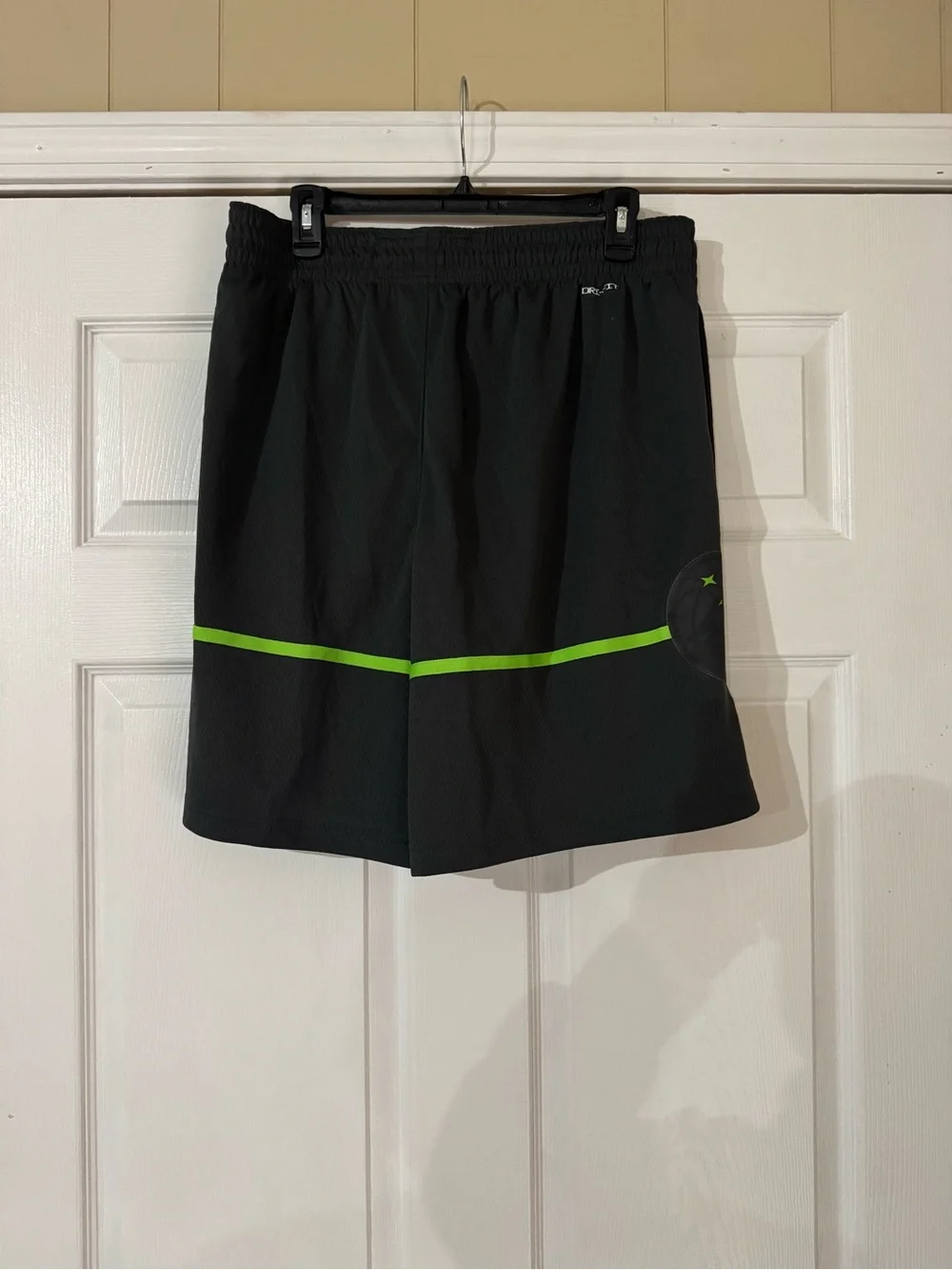 Jordan Men’s Black Athletic Shorts with Neon Green Stripe